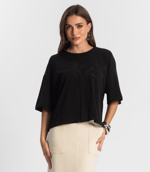 Blusa Feminina Com Bordado Endless Preto