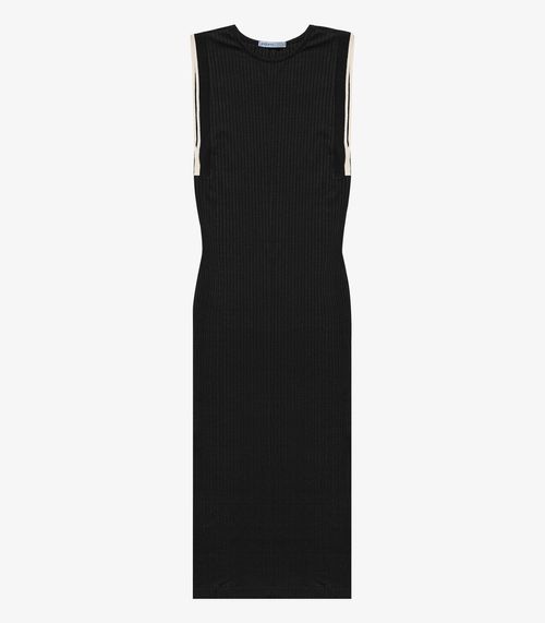 Vestido Midi Em Ribana Canelada Endless Preto