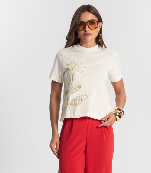 T- Shirt Feminina Com Detalhes Endless Bege