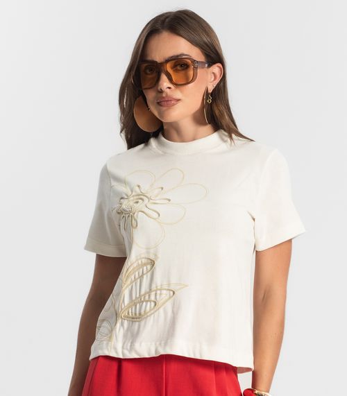 T- Shirt Feminina Com Detalhes Endless Bege