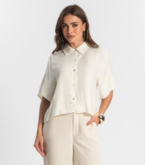 Camisa Feminina Em Viscolinho Endless Bege