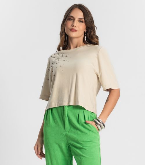 Camiseta Feminina Manga Curta Endless Bege
