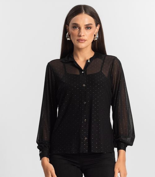 Conjunto De Camisa Tule Com Top Endless Preto