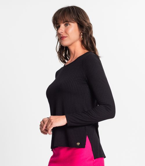 Blusa Feminina Canelada Manga Longa Endless Preto