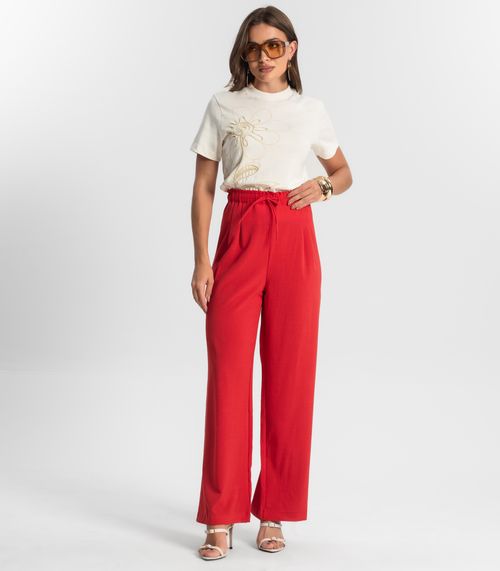 Calça De Viscose Rajada Feminina Endless Vermelho