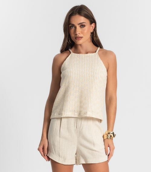 Blusa De Alça Em Tricot Endless Bege