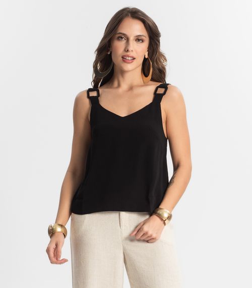 Regata Feminina Com Detalhes Endless Preto