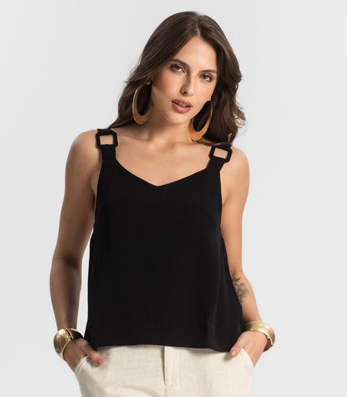 Regata Feminina Com Detalhes Endless Preto