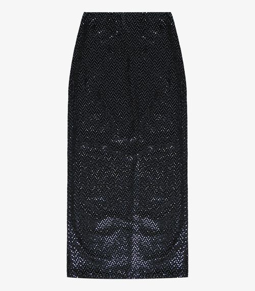 Saia Midi Com Lantejoula Endless Preto