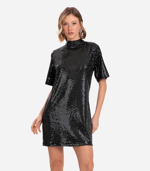 Vestido Feminino Com Lantejoula Endless Preto