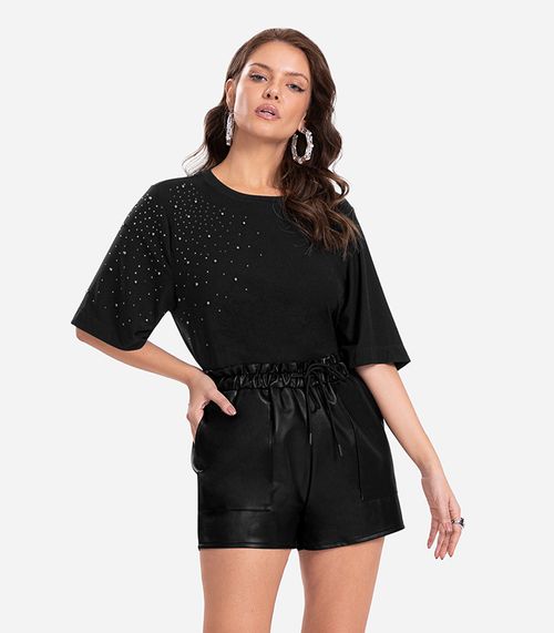 Shorts Feminino Sintético Endless Preto