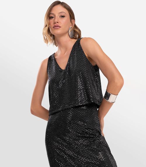 Regata Feminina Com Lantejoula Endless Preto