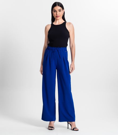 Calça De Viscose Rajada Feminina Endless Azul