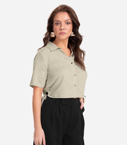 Camisa Feminina Gola Dupla Endless Bege