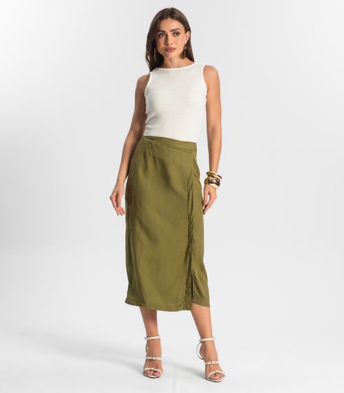 Saia Midi Com Fenda Endless Verde