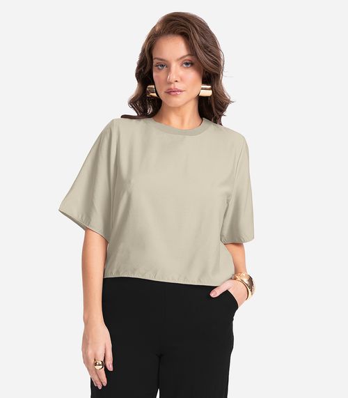 Blusa Feminina Manga Curta Endless Bege