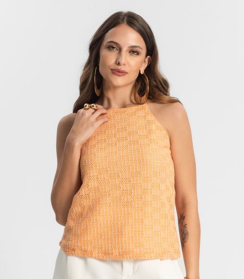 Blusa De Alça Em Tricot Endless Laranja