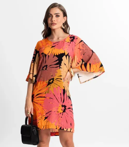 Vestido Curto Estampado Endless Preto