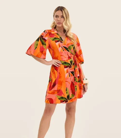 Vestido Chemise Feminino Transpassado Endless Rosa