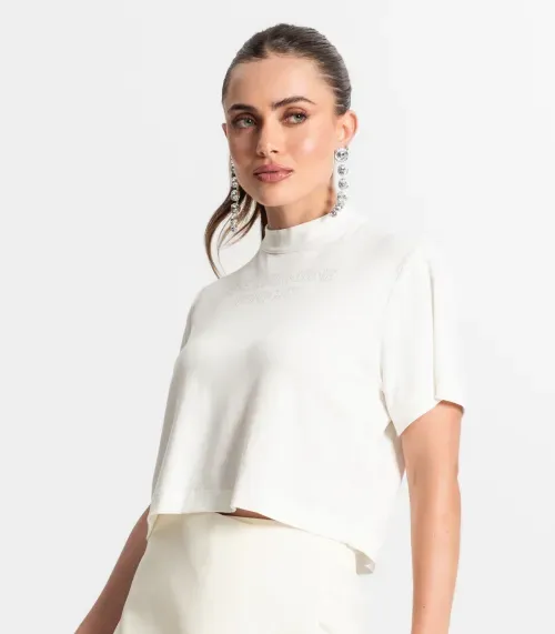 Blusa Feminina Com Gola Alta Endless Bege