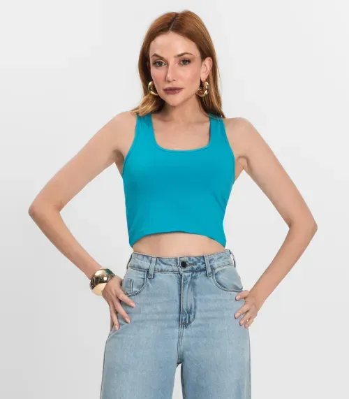 Regata De Cotton Leve Feminino Endless Azul