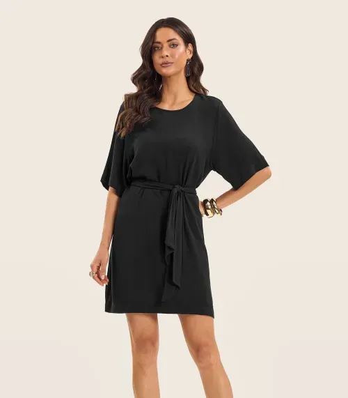 Vestido Curto Feminino Com Cinto Endless Preto