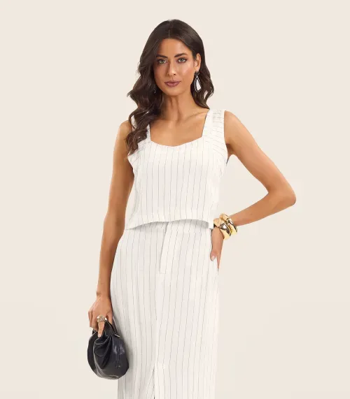 Regata Cropped Feminino Decote Quadrado Endless Bege