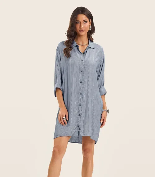 Vestido Chemise Feminino Com Botões Endless Azul