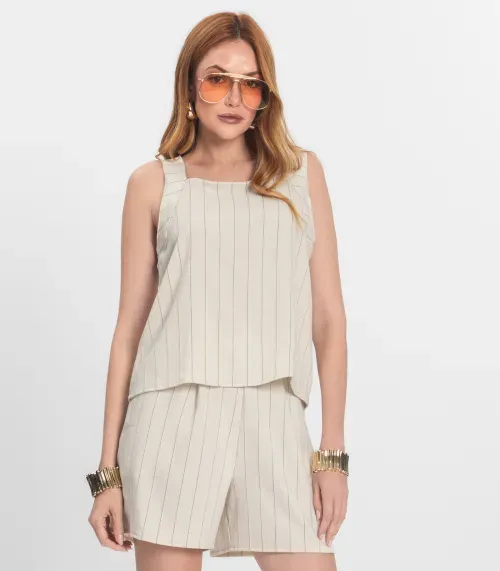 Regata Feminina Decote Quadrado Endless Bege