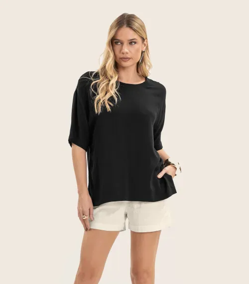 Blusa Feminina Manga Curta Endless Preto