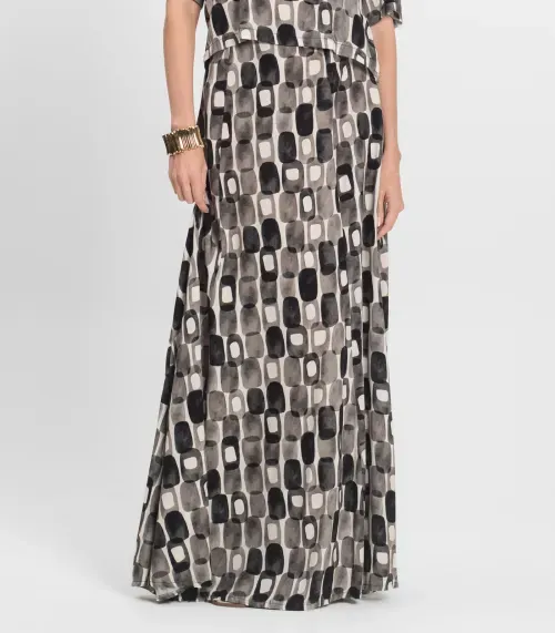 Saia Longa Feminina Estampada Endless Preto