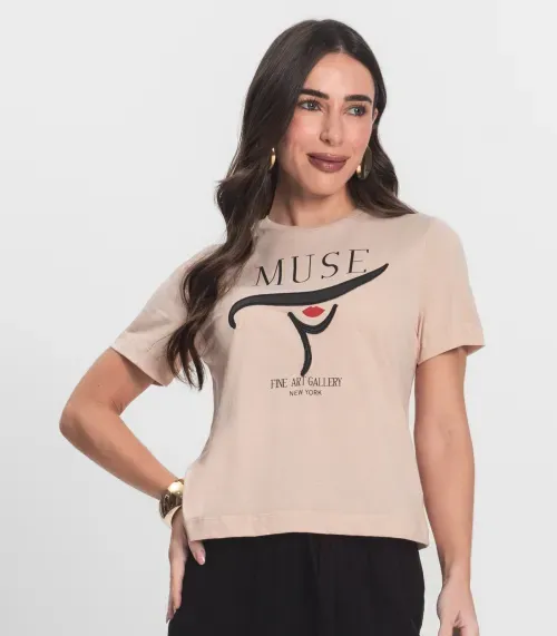 T- Shirt Feminina Manga Curta Endless Rosa