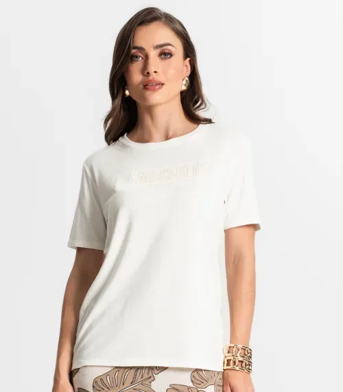 Blusa Feminina Manga Curta Endless Bege