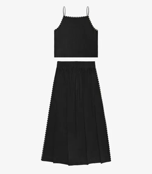 Conjunto Feminino Blusa Com Saia Midi Endless Preto