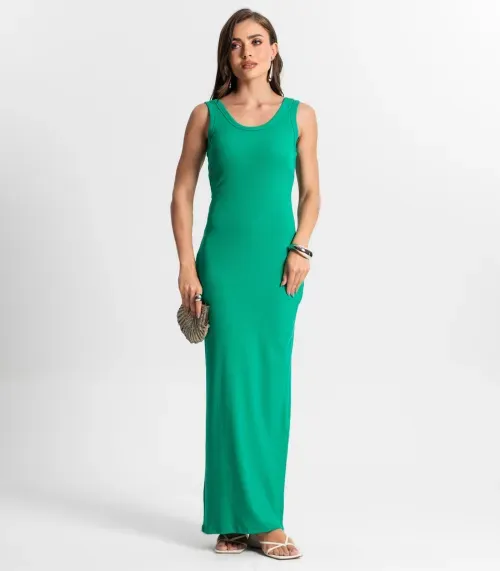 Vestido Midi De Ribana Feminino Endless Verde