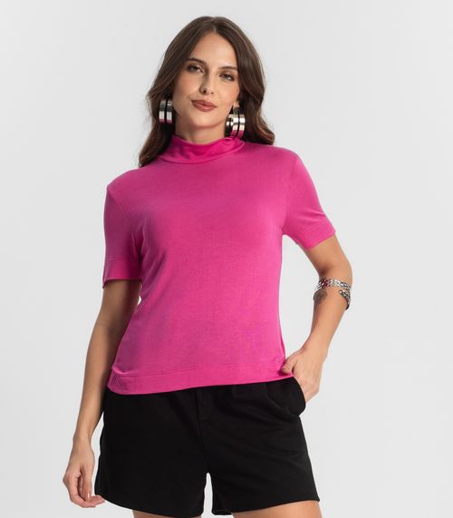 Blusa Feminina Gola Alta ViscoTrico Básica Endless Rosa