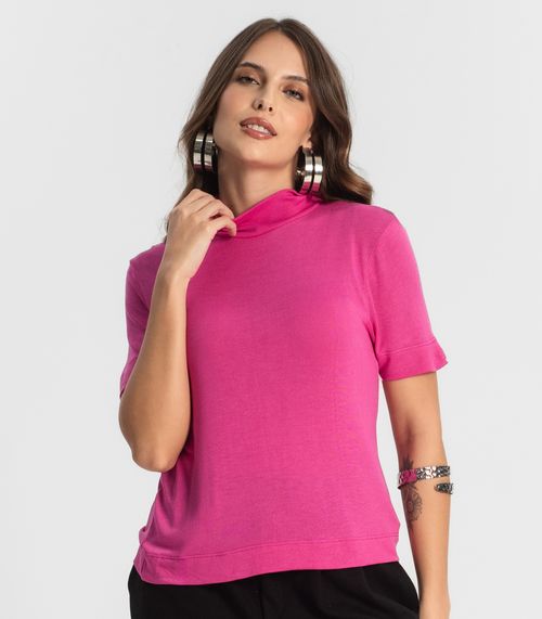 Blusa Feminina Gola Alta ViscoTrico Básica Endless Rosa