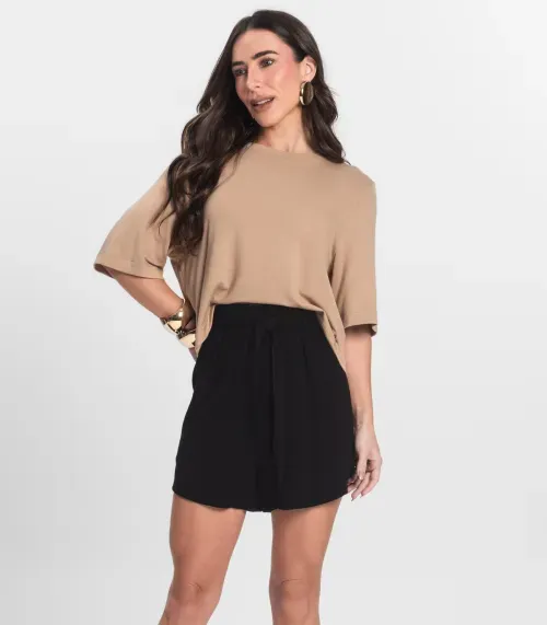Shorts Feminino Em Linho Endless Preto