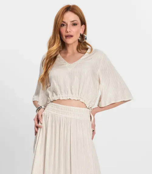 Blusa Feminina Manga 3/4 Endless Bege