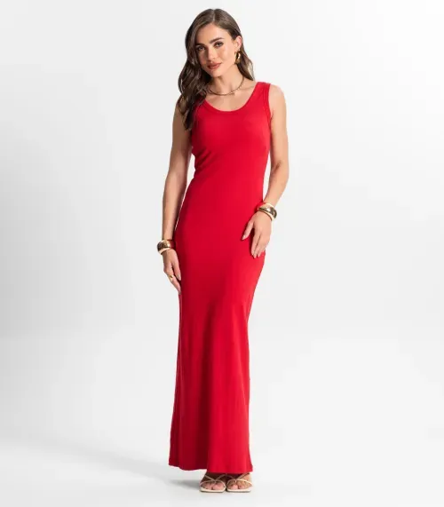 Vestido Midi De Ribana Feminino Endless Vermelho