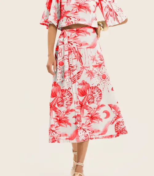 Saia Midi Feminina em Meia Malha Endless Laranja