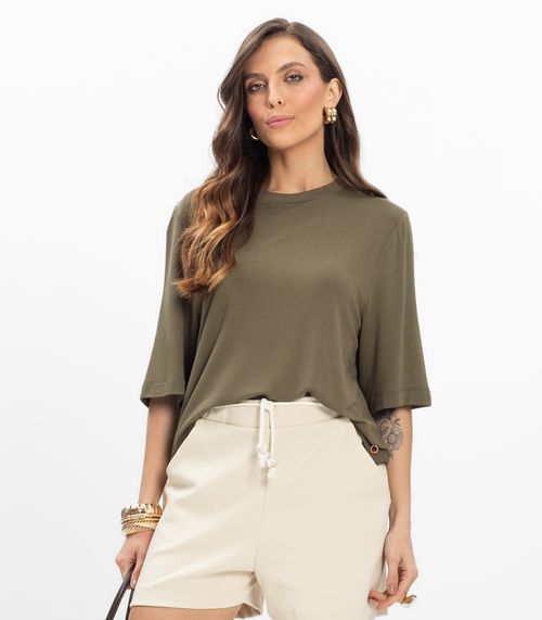 Blusa Feminina Manga Curta em Molecotton Endless Verde
