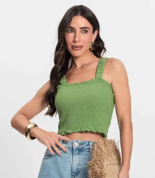 Regata Cropped Feminina Em Lastex Endless Verde