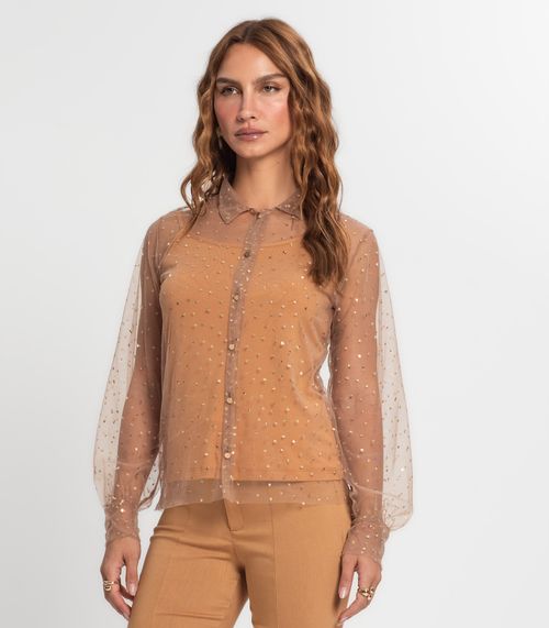 Camisa Manga Longa Com Blusa De Alça Endless Marrom