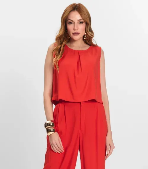 Regata Feminina Em Alfaiataria Endless Laranja