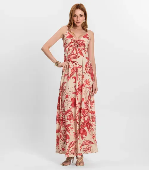 Vestido Longo Feminino em Meia Malha Endless Laranja