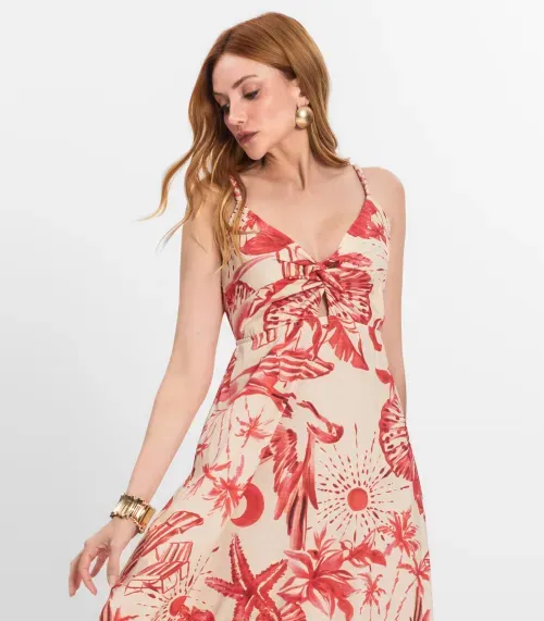 Vestido Longo Feminino em Meia Malha Endless Laranja