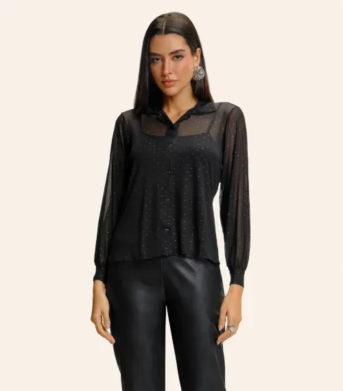 Conjunto De Camisa Tule Com Top Endless Preto