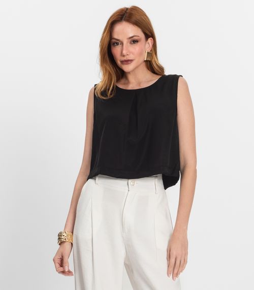 Regata Feminina Em Alfaiataria Endless Preto