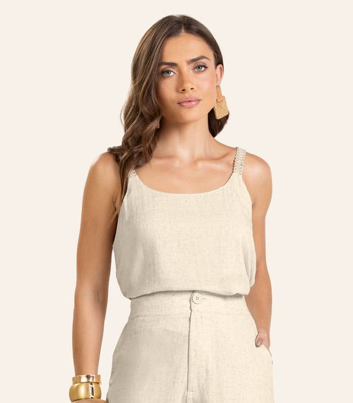Blusa de Alça Linho Strong Feminina Endless Bege